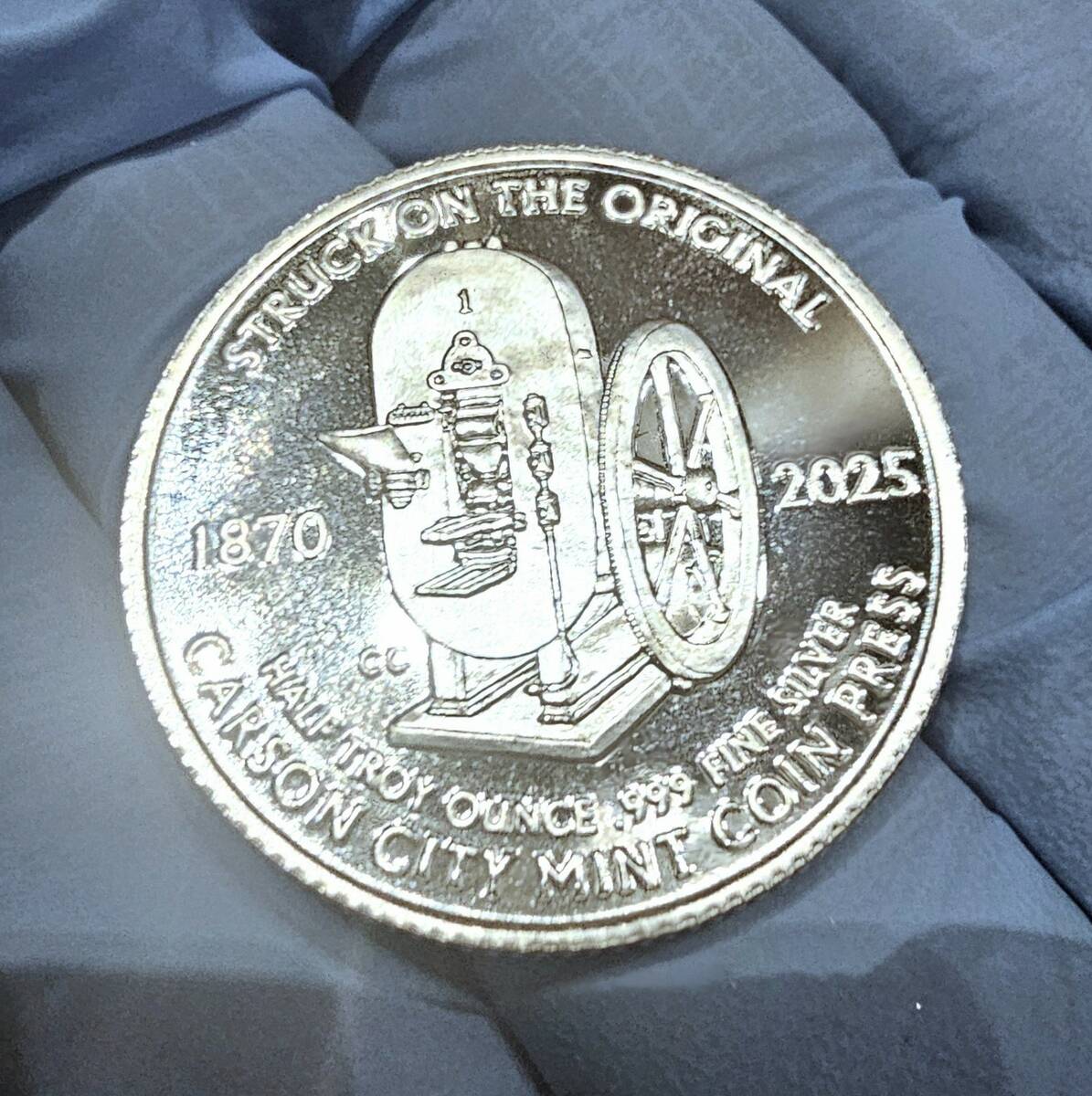 An official limited series half troy ounce of .999 fine Nevada silver commemorative coin was st ...