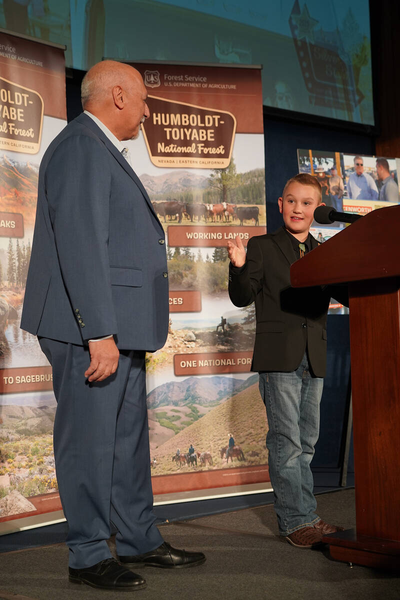 Grady Armstrong introduced Nevada Lt. Governor Stavros Anthony at a U.S. Forest Service event h ...