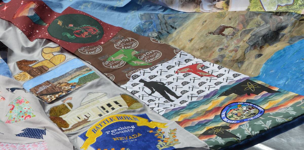 Silver Belle's tree skirt depicts each of Nevada's 17 counties, sewn together by the Nevada Ass ...
