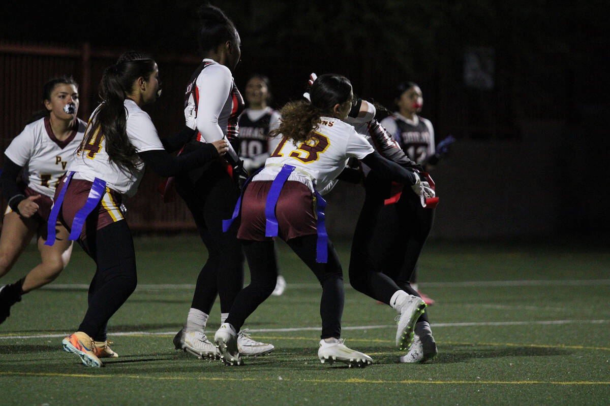 Pahrump Valley High School junior CB/S Anjolina Mercado comes up with a key stop against Doral ...