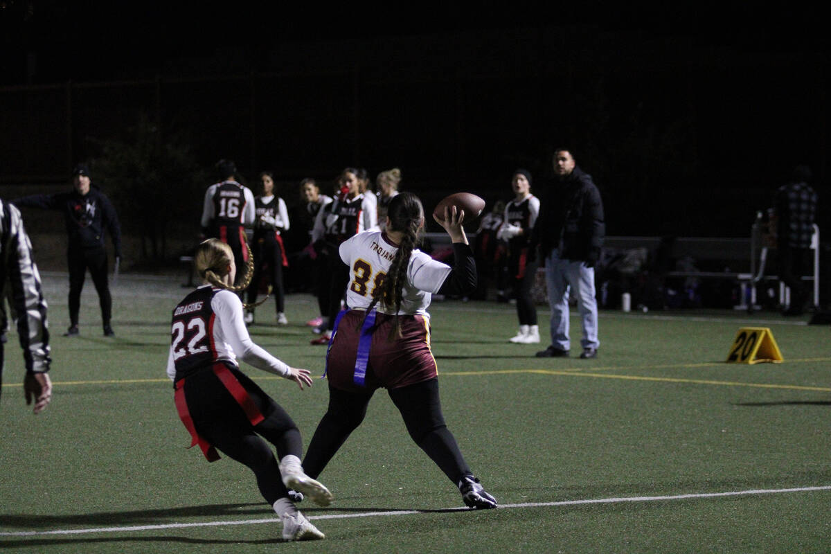 Pahrump Valley High School junior Nereyda Gonzalez entered the game late in the third quarter t ...