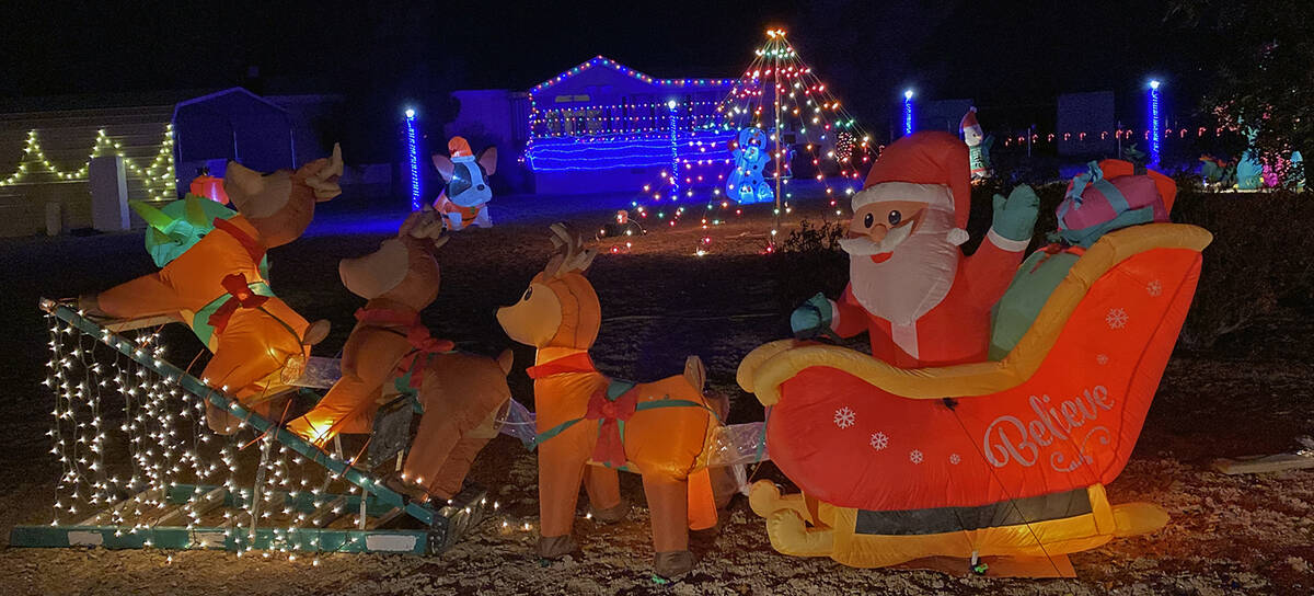 Part of the Pahrump Christmas Lights map, this home on Windy Lane has been decked out for the s ...