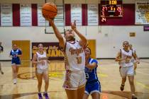 Pahrump Valley High School varsity girls basketball junior guard Riley Saldana finished with 18 ...