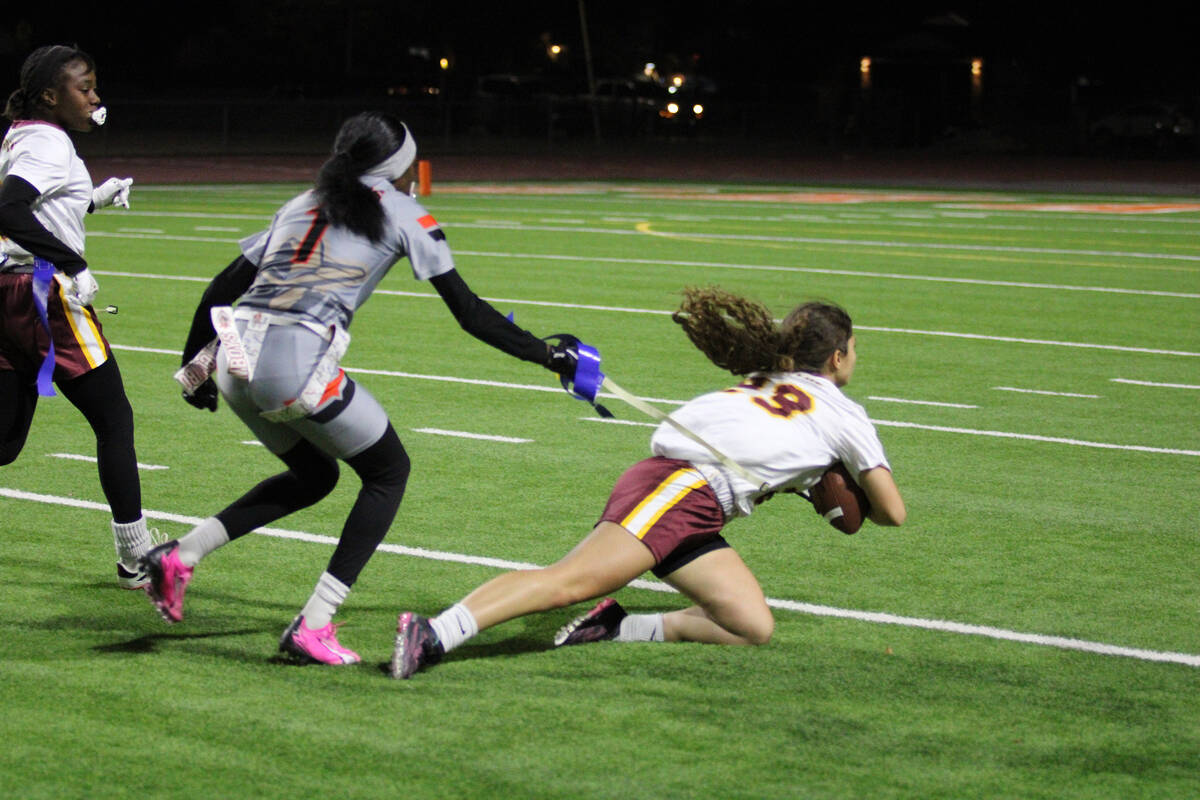 Pahrump Valley High School Juliana Turco reels in an amazing catch after a successful flea flic ...