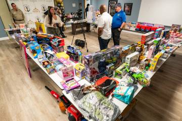 A wide variety of toys and items for kids of all ages were available at the toy giveaway event ...