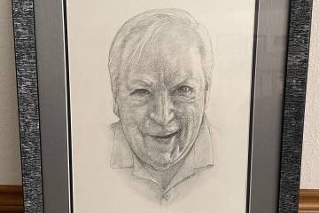 Texas resident Maggie George commissioned this portrait of her late husband and Pahrump residen ...