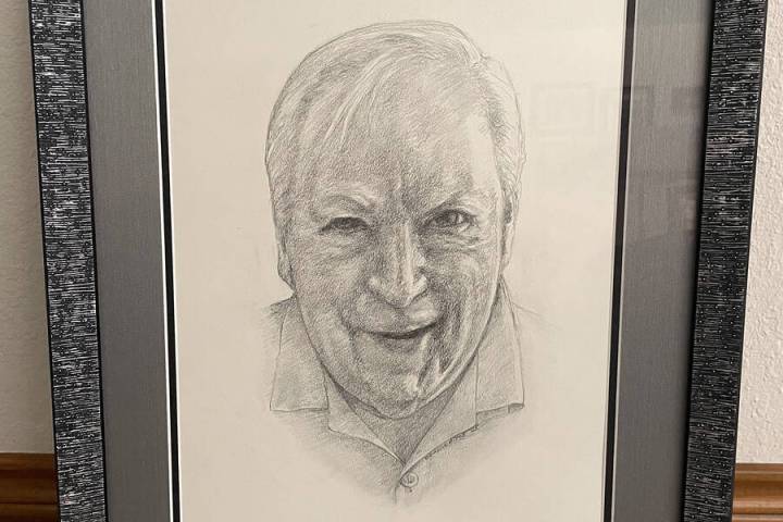 Texas resident Maggie George commissioned this portrait of her late husband and Pahrump residen ...