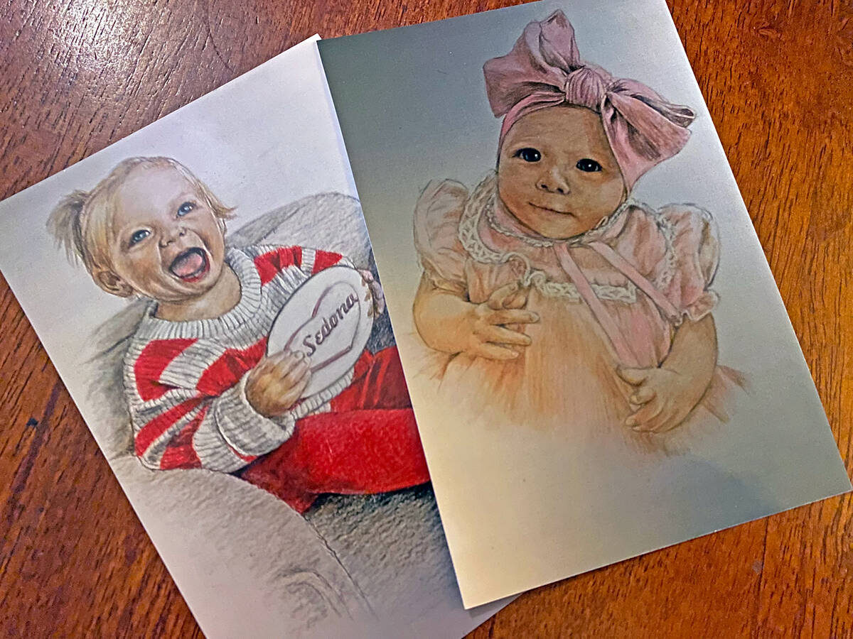 Local artist Bernie Pitts loves to capture faces with her artwork and children are one of her f ...