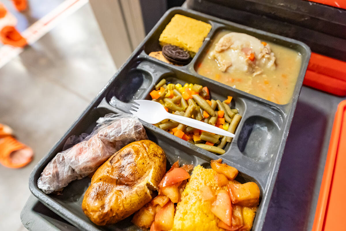 Each inmate enjoyed a Christmas Eve dinner of prime rib, baked potato, mashed potatoes with gra ...