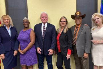 From left to right are Pahrump Valley Academy board members Michelle Caird, Tynia Dickson, Tim ...