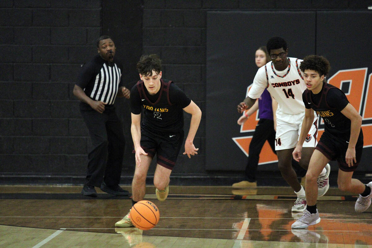 Pahrump Valley High School senior guard Caden Briscoe finished the exhibition against Chaparral ...
