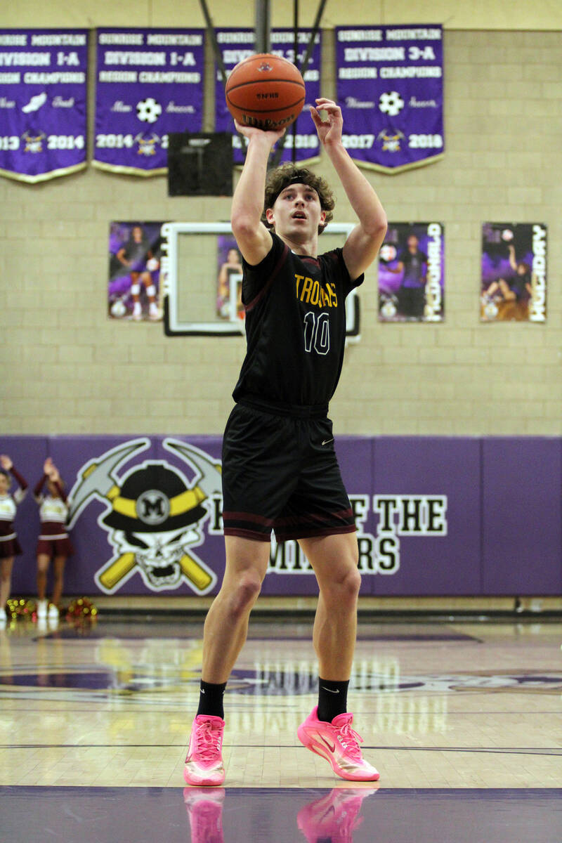 Pahrump Valley High School junior Lucas Gavenda attempts to sink a free-throw attempts during t ...