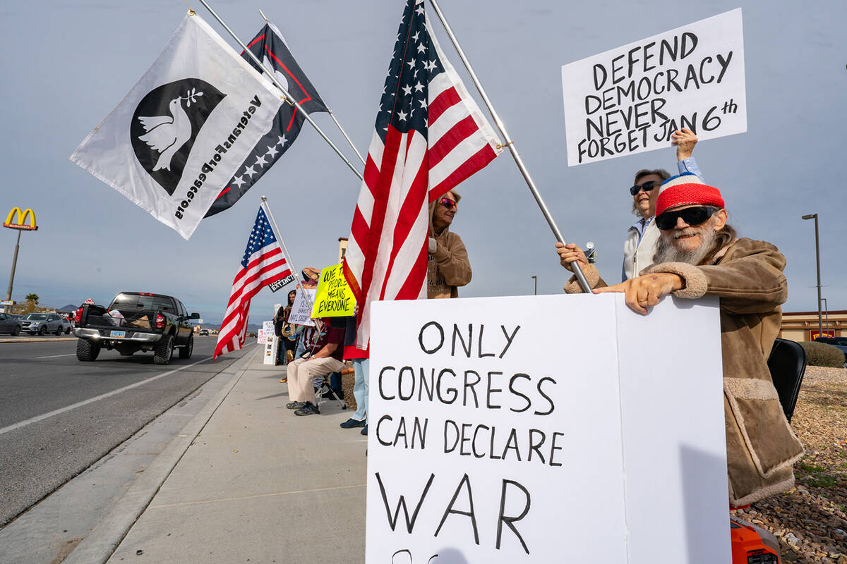 The Nye County Indivisible Prickly Pears hosted a rally at the corner of Highway 160 and 372 on ...