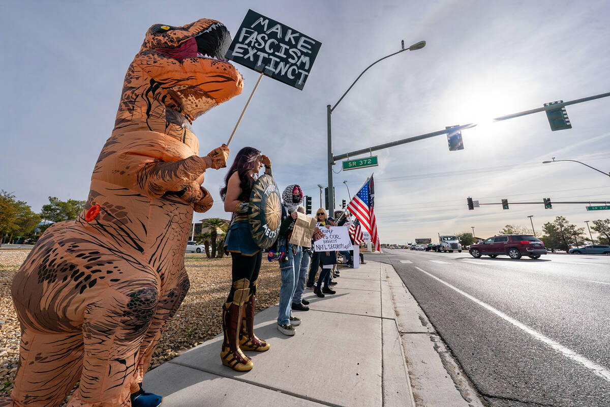 The intersection of Highway 160 and 372 was the scene of a rally hosted by the Nye County Indiv ...