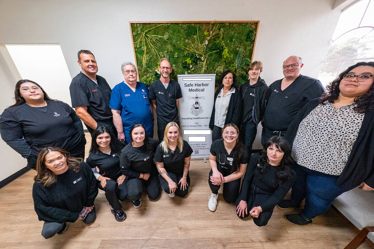 The team at Pahrump Safe Harbor Medical. (Top row, standing, from left to right) Eva Lugo, Dr. ...