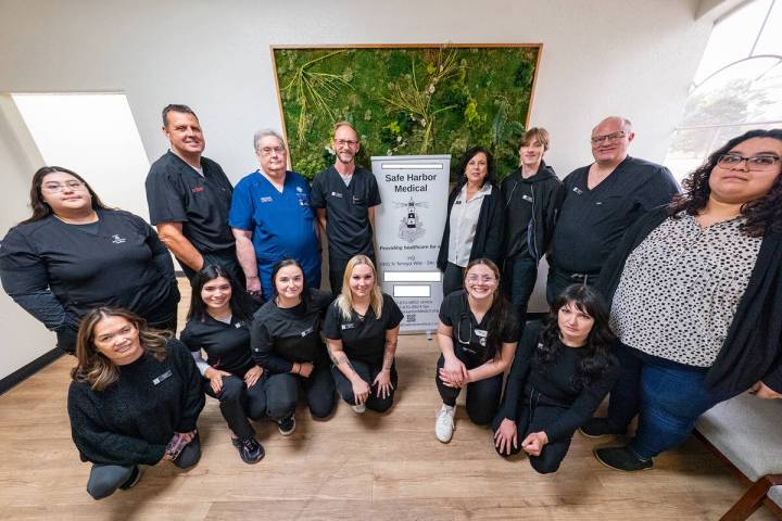 The team at Pahrump Safe Harbor Medical. (Top row, standing, from left to right) Eva Lugo, Dr. ...