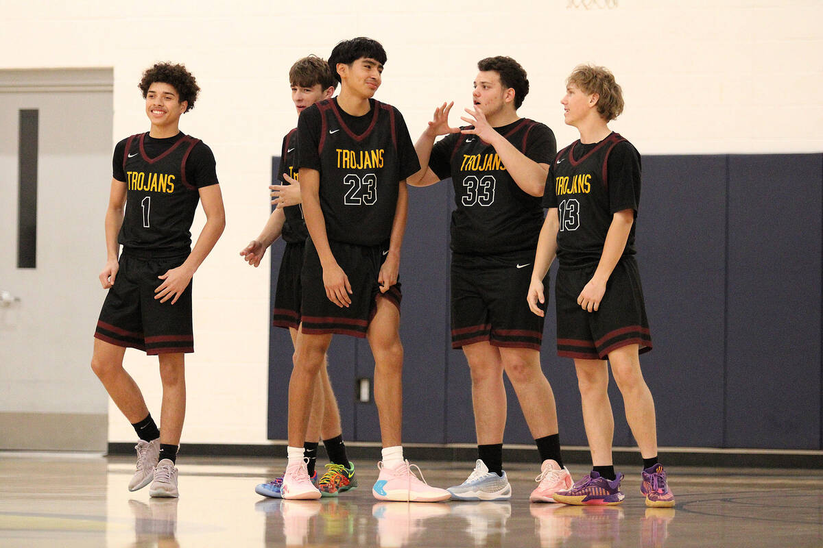 Pahrump Valley High School's Trae Plein (left), Samuel Mendoz, (middle left), Kristopher Trejo ...