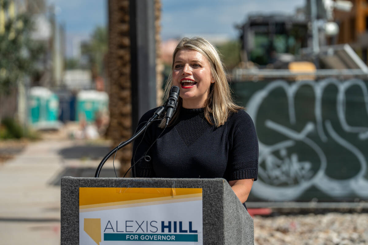 Alexis Hill speaks during a campaign kickoff press conference in Las Vegas last year. Hill will ...