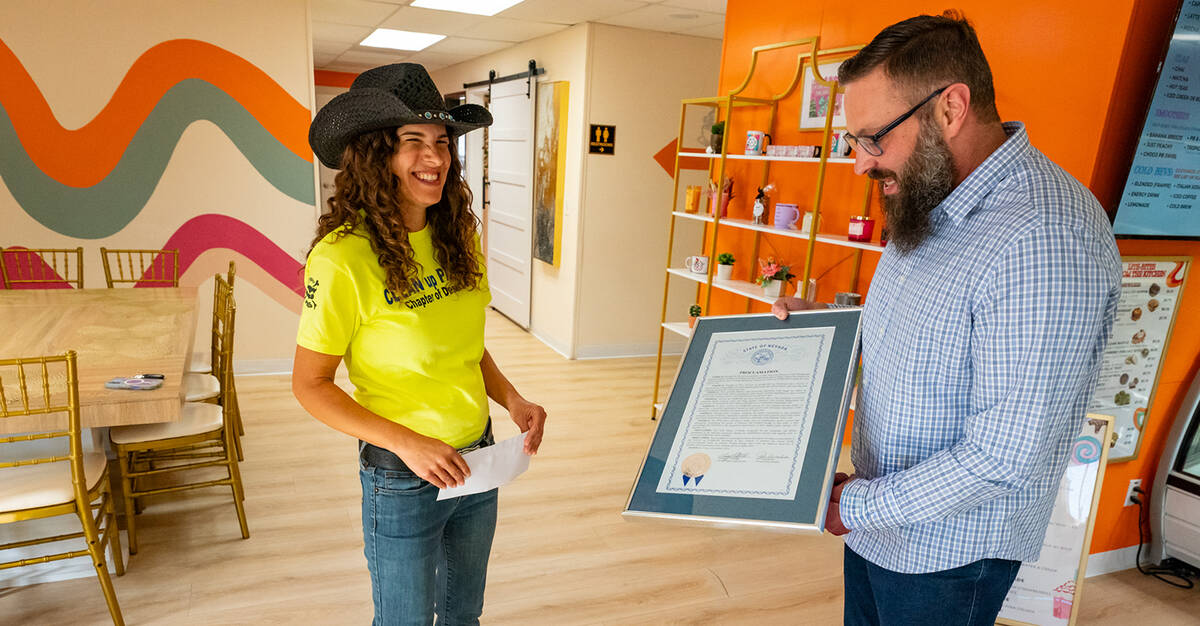 As a special surprise for Clean Up Pahrump, Nevada Assemblyman Greg Hafen II donated $500 towar ...