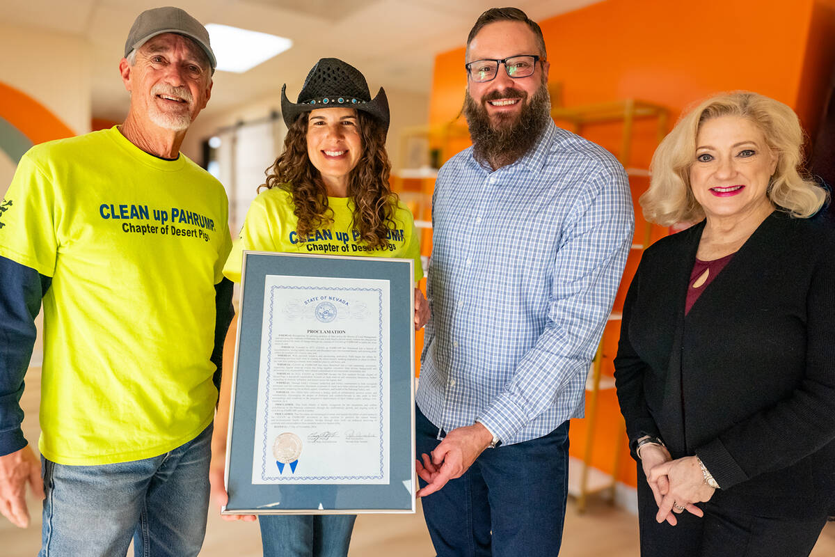 In recognition of its work in the community, Nevada Assemblyman Greg Hafen II presented Clean U ...
