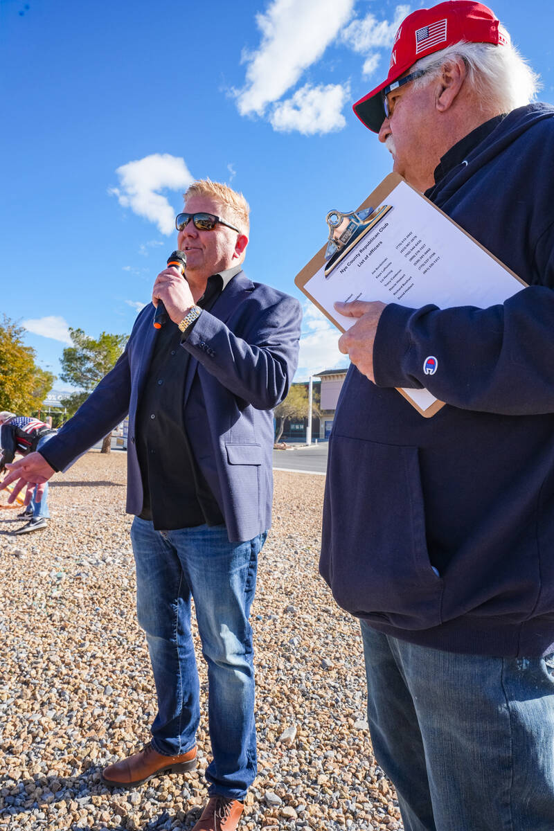 District 4 Commissioner and Chair Ron Boskovich (left) and Nye County Republican Club President ...