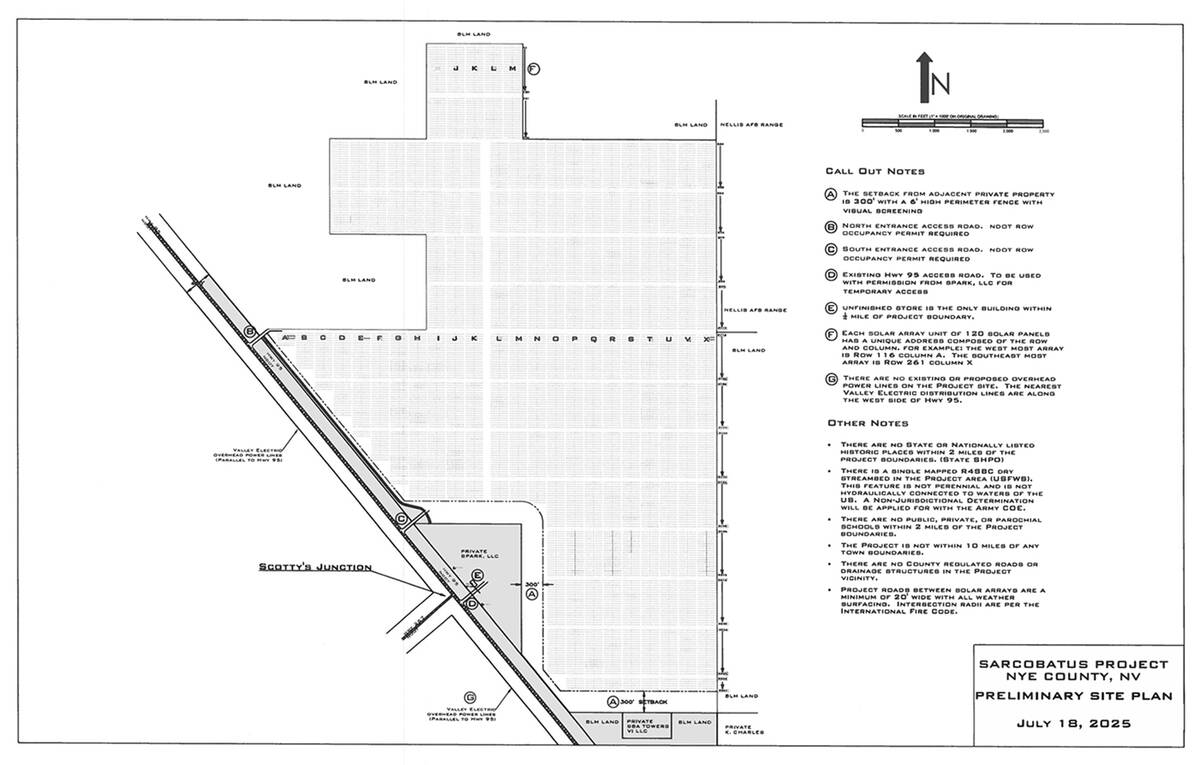 TeslaSolar LLC is looking to develop a solar generation facility off of the U.S. 95 at Scotty's ...