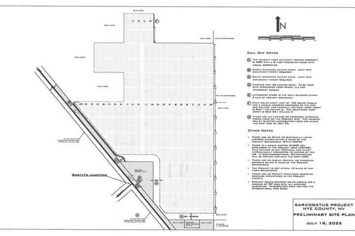 TeslaSolar LLC is looking to develop a solar generation facility off of the U.S. 95 at Scotty's ...