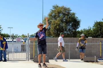 Local Pahrump horseshoe pitchers play a tournament at the pits down at Petrack Park during the ...
