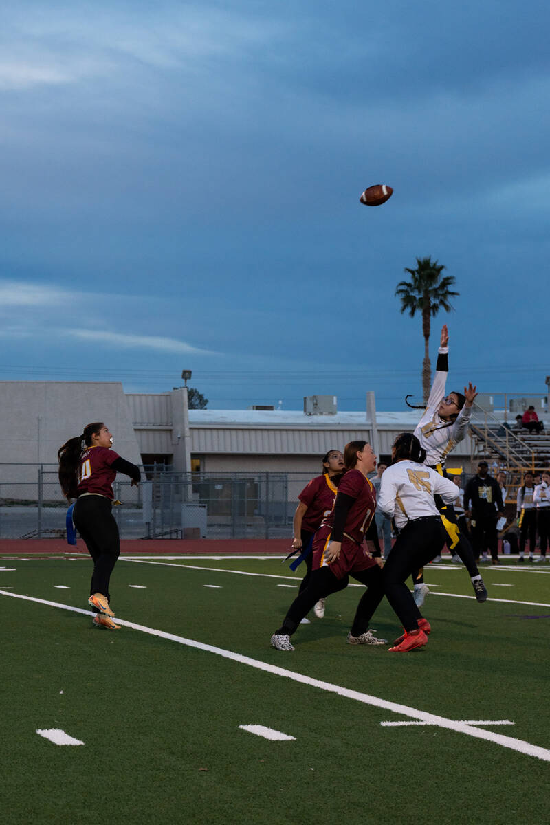 The Pahrump Valley High School QB lets one fly during a home game against Amplus Academy. (Isab ...
