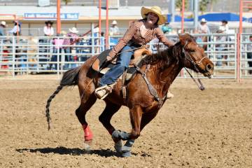 Youth and teen riders in the Pahrump Valley Junior High and High School Rodeo participate in ba ...