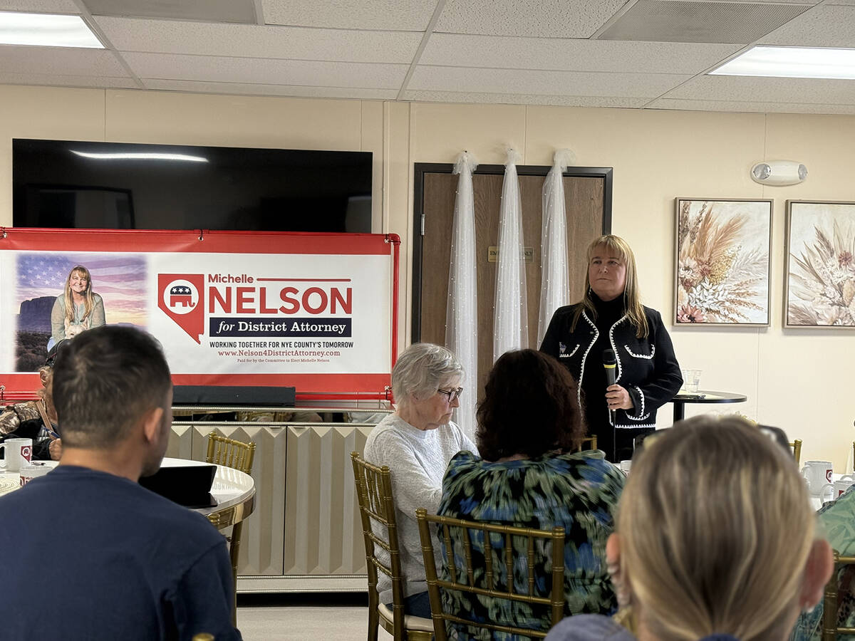 Nye County district attorney candidate and Chief Deputy District Attorney Michelle Nelson discu ...