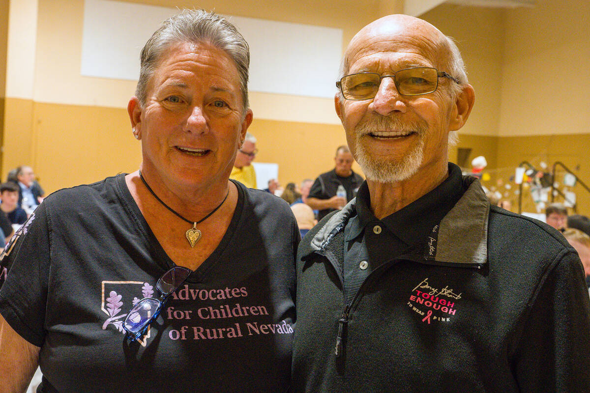 Advocates for Children of Rural Nevada Executive Director Kathie McKenna, left, poses for a qui ...