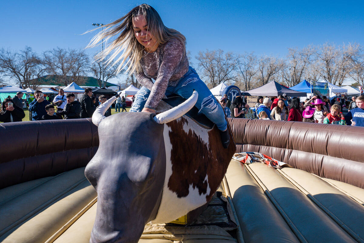 Pahrump Disability Outreach Program hosted the mechanical bull ride on Saturday at the Hot Air ...