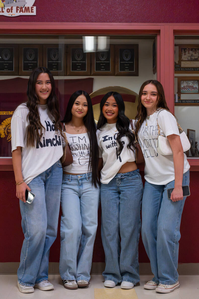 Pahrump Valley High School students (from left) Rosie Miller, Christine Anne Williams, Kristine ...