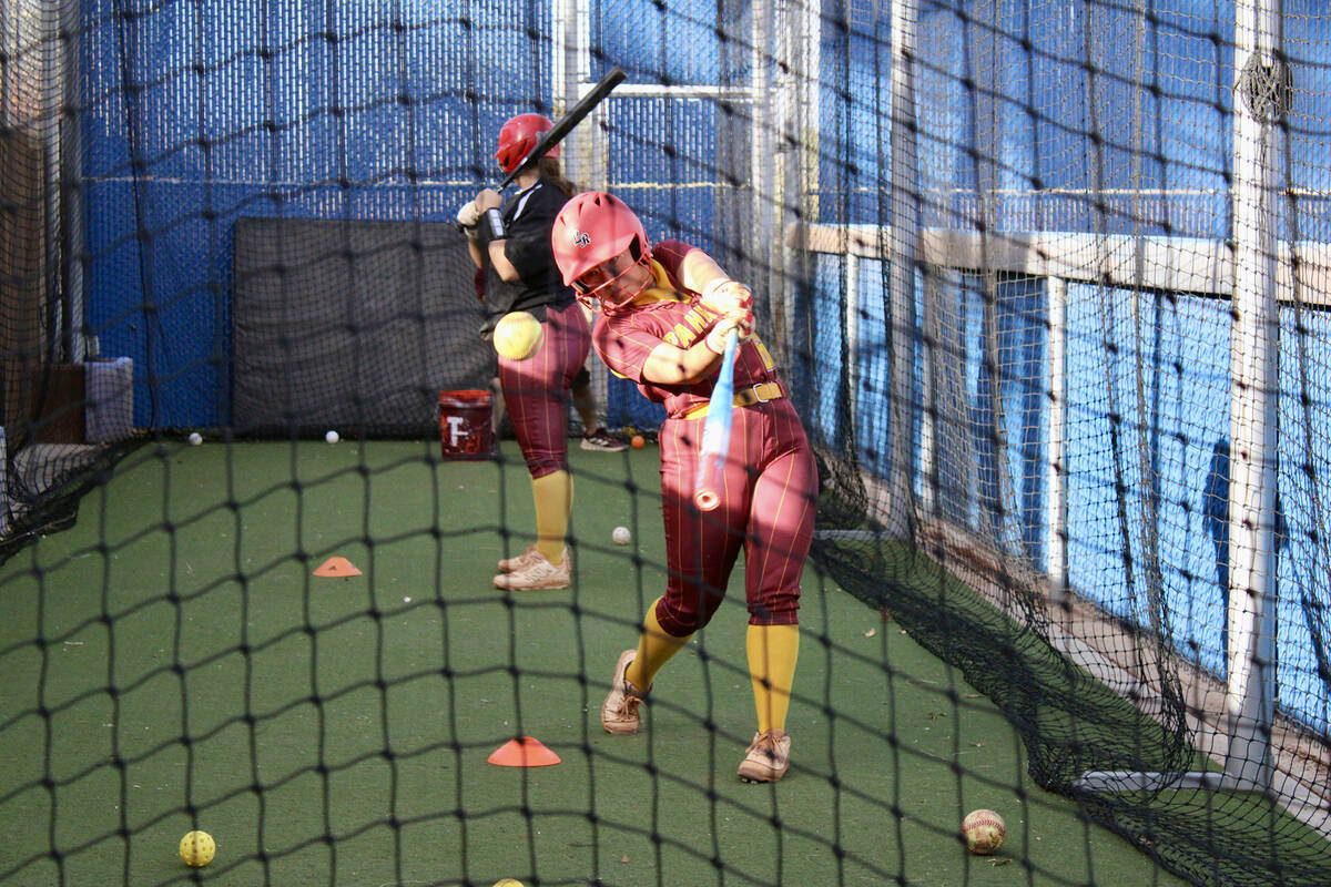 Pahrump Valley High School softball senior and Grays Harbor College commit Madison Rodriguez ta ...