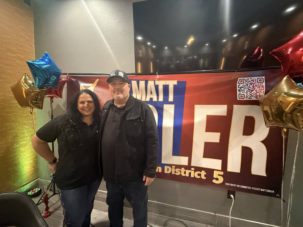 Matt Sadler and his wife Sharon at his first public campaign event on Friday, Feb. 20, for Dist ...