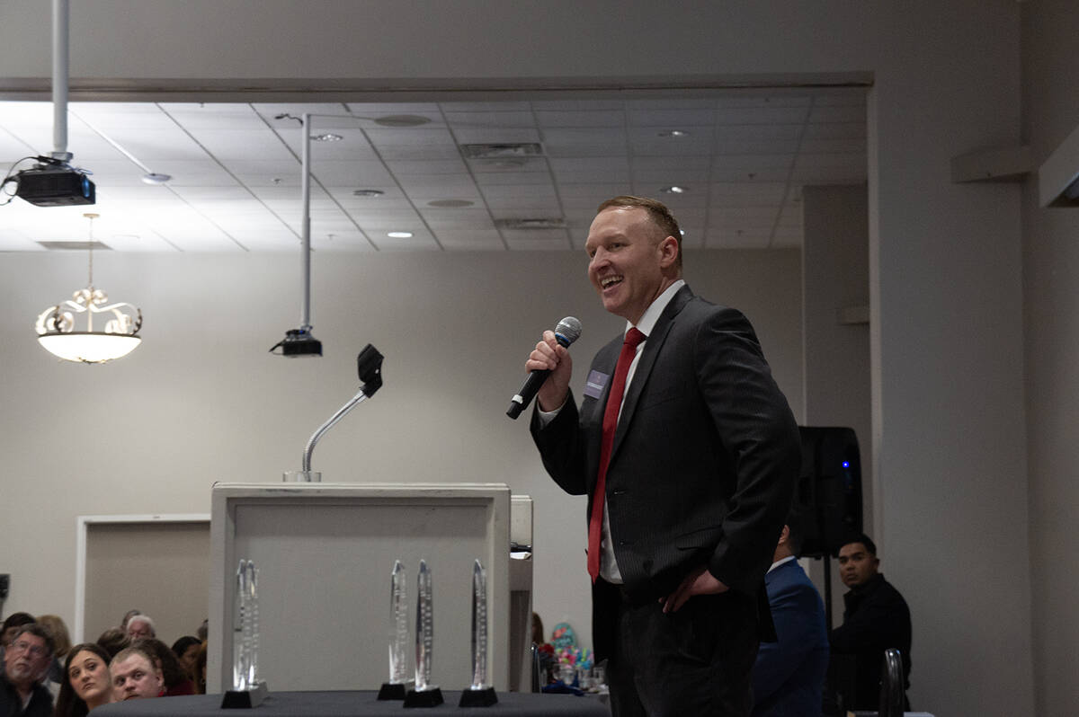 Fifth Judicial District Court Department 1 judge candidate Nathan Gent speaks at the 2026 Nye C ...