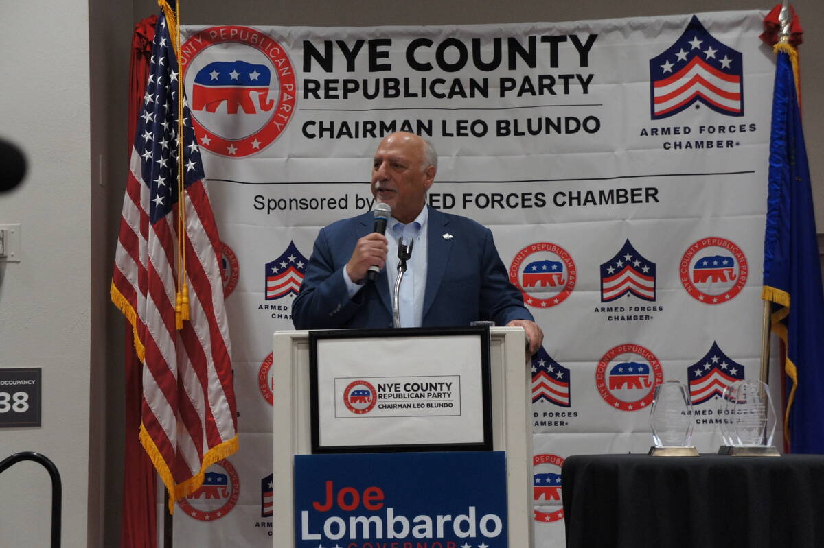 Lt. Gov. Stavros Anthony was one of the featured speakers at this year’s Nye County Republica ...