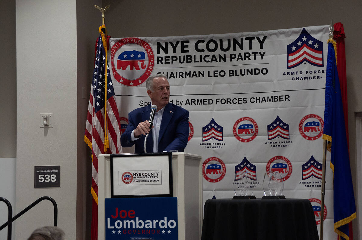 Nevada Gov. Joe Lombardo has spoken at previous Nye County Republican Party Lincoln Day Dinners ...