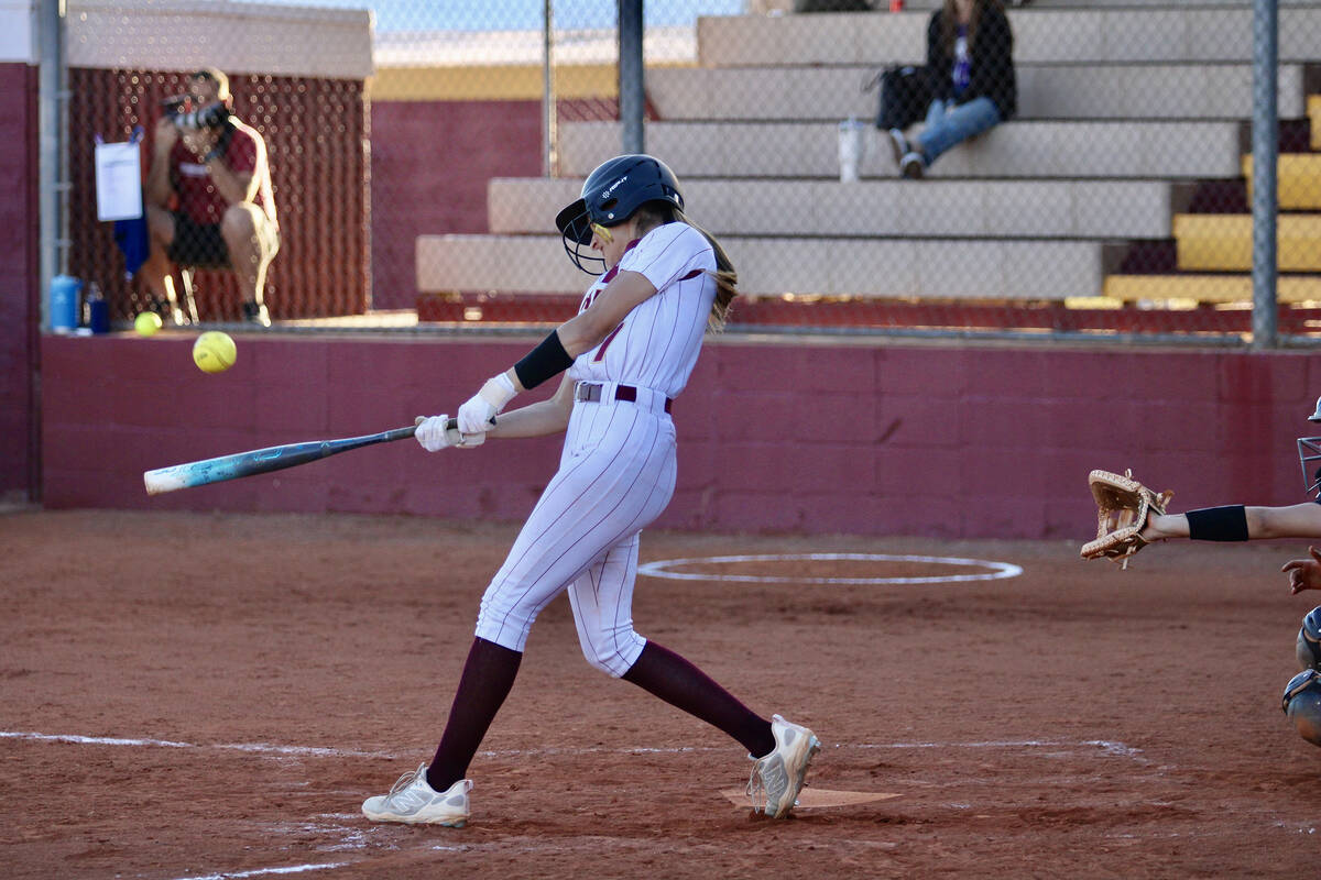Pahrump Valley High School junior Riley Saldana hits a three-run home run to end the game again ...
