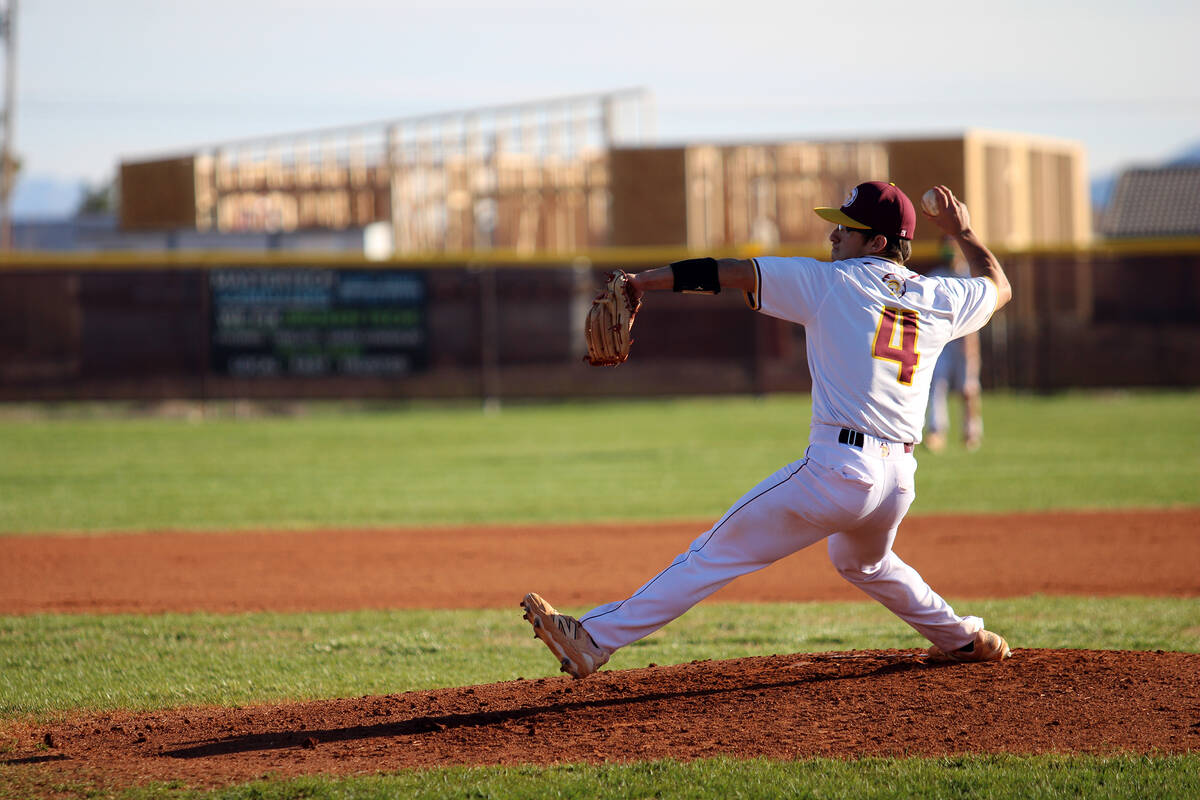 Pahrump Valley High School senior Dominic Wilson entered the game in the third inning and pitch ...
