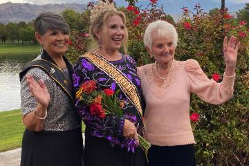 From left to right are Ms. Senior Golden Years 2025 first attendant Diane Sauter, 2025 queen Ma ...