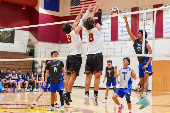 Pahrump Valley High School seniors Elijah Thompson and Alexander Mahoney pair up to stuff a kil ...