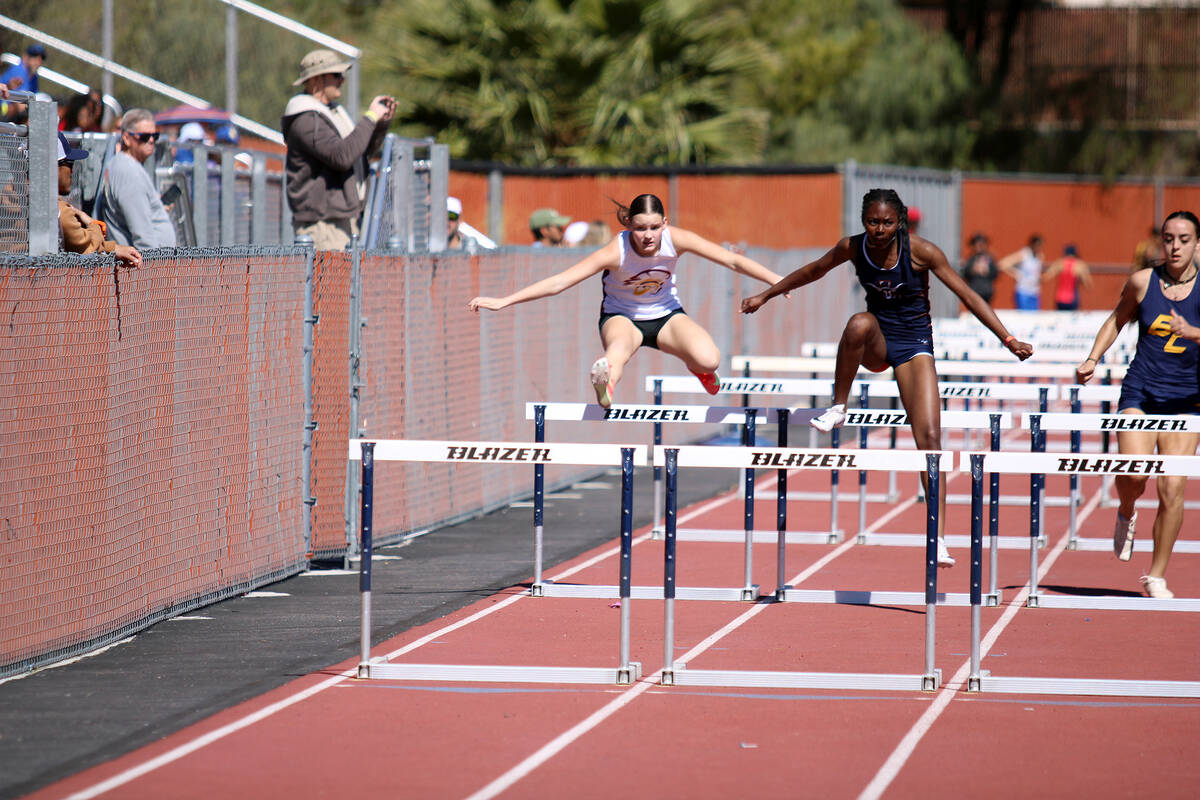 Pahrump Valley High School sophomore Ella Odegard finished the 100 meters hurdles in 19.12 and ...