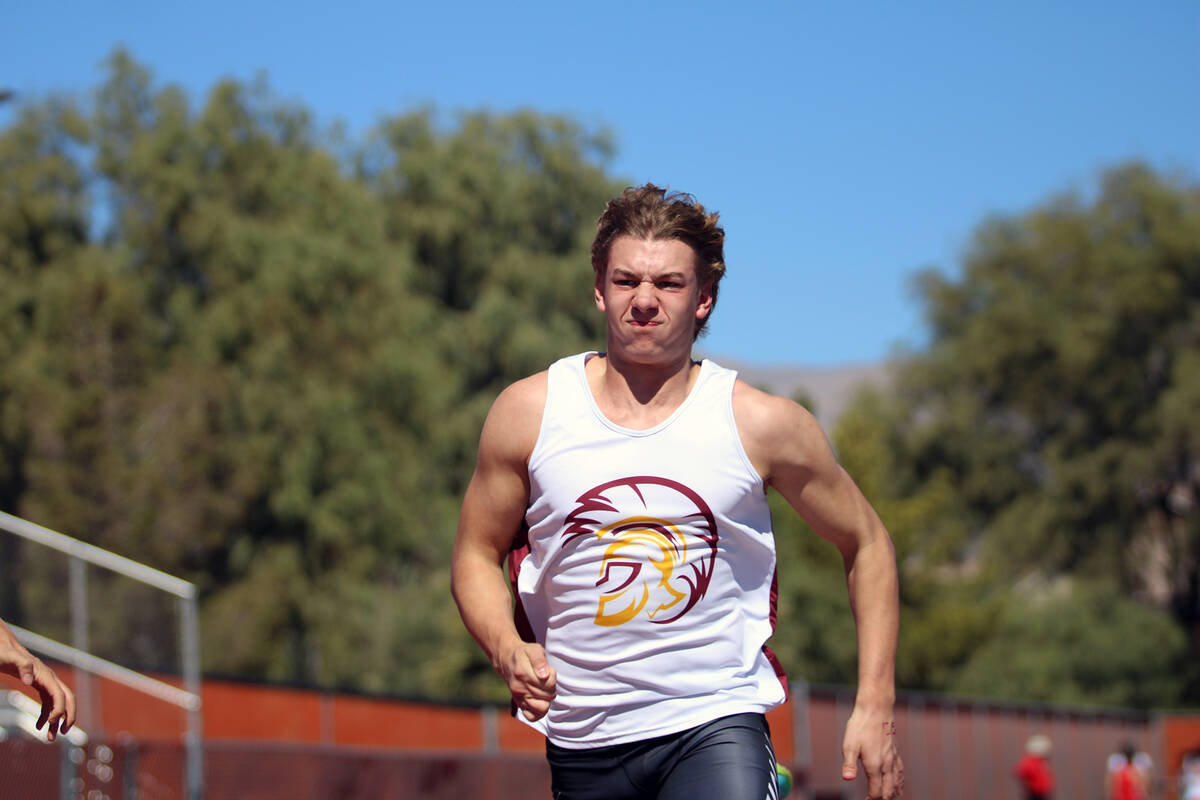 Pahrump Valley High School's Hunter Wydick ran 12.74 in the 100 meters during the Dave Butler M ...