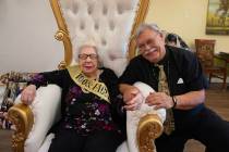 Jean Luppo (left) and her son Sam Luppo (right) at her 100th birthday celebration on Wednesday, ...