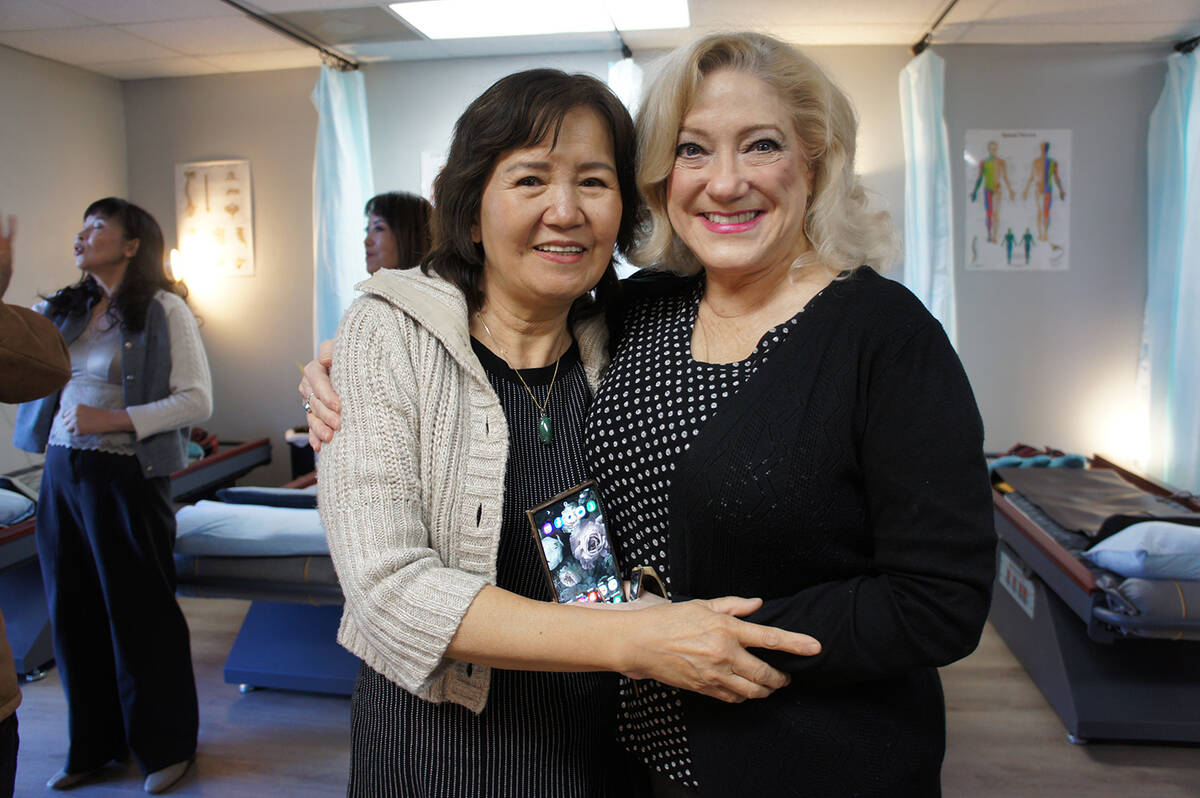 VitalCore Therapy owner Lily Cai (left) and Pahrump Valley Chamber of Commerce CEO Jenney Sarti ...