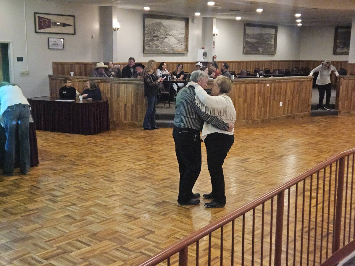 Tonopah Town Board Chair Don Kaminski dances with his wife, Cindy in celebration of her birthda ...