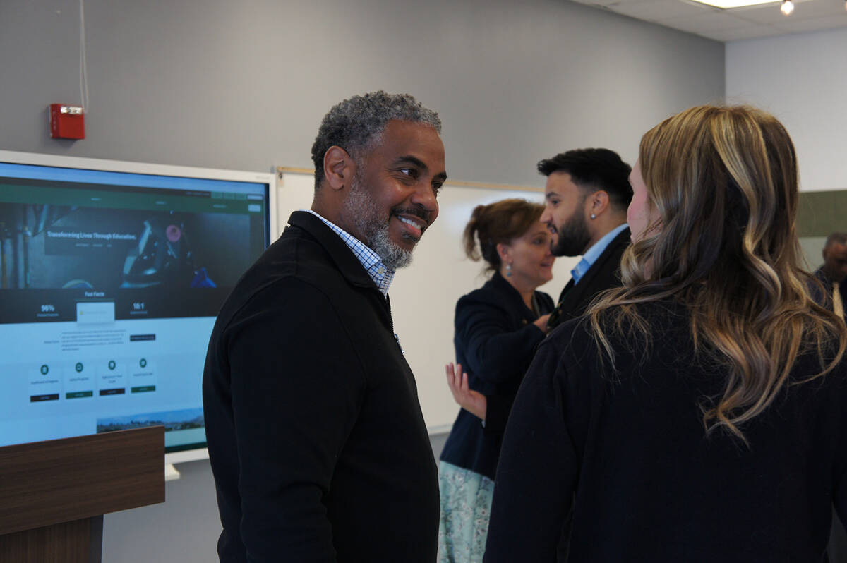 After the roundtable concluded, Congressman Steven Horsford chatted with local education leader ...