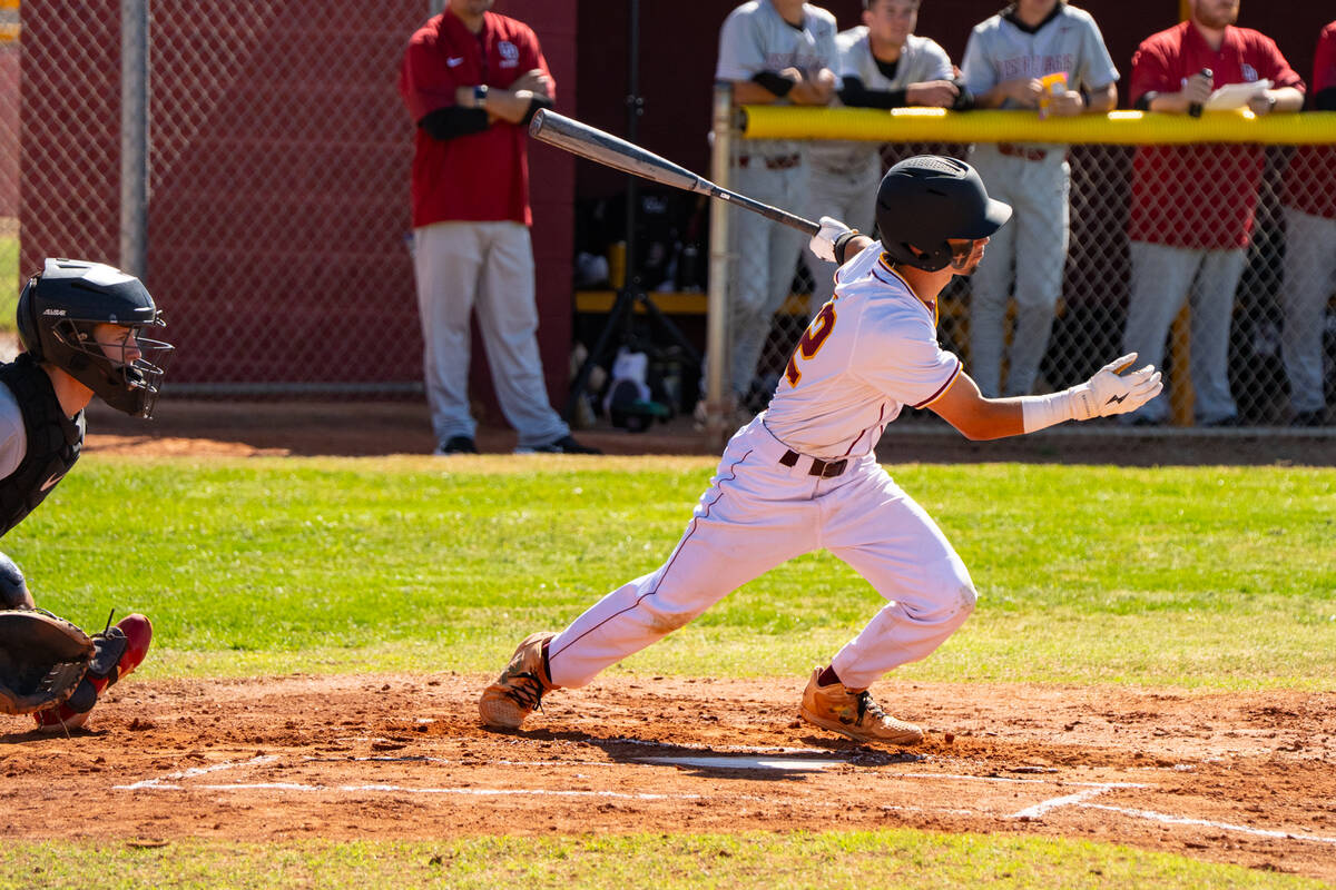 Pahrump Valley High School junior shortstop Tony Whitney reached base safely on an error to sho ...